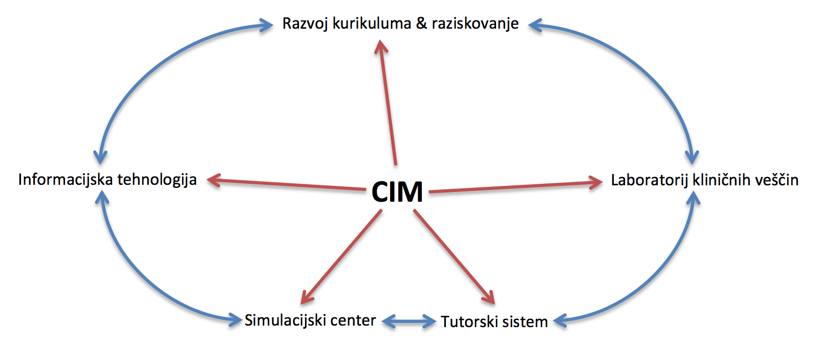 Na sliki so prikazana področja delovanja CIM in interakcije med temi področji